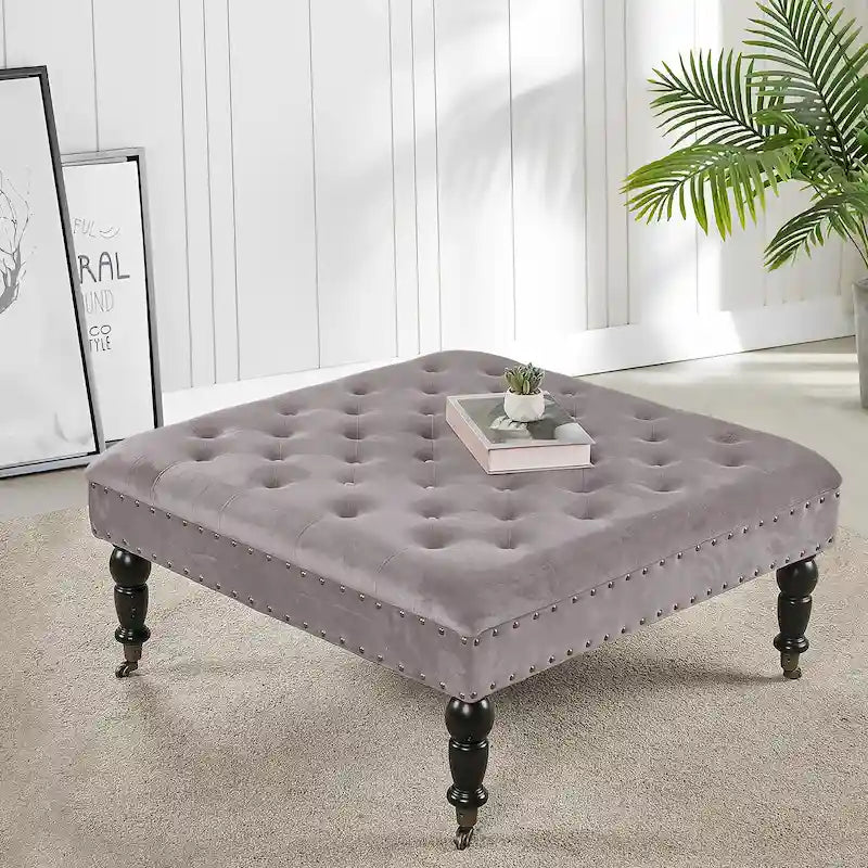 Nappitupsutettu pyöreä rahi – 33 x 33 x 18 tuumaa