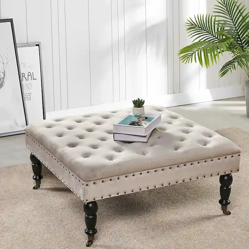 Nappitupsutettu pyöreä rahi – 33 x 33 x 18 tuumaa