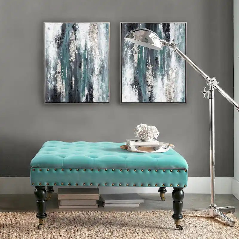 Nappitupsutettu pyöreä rahi – 33 x 33 x 18 tuumaa