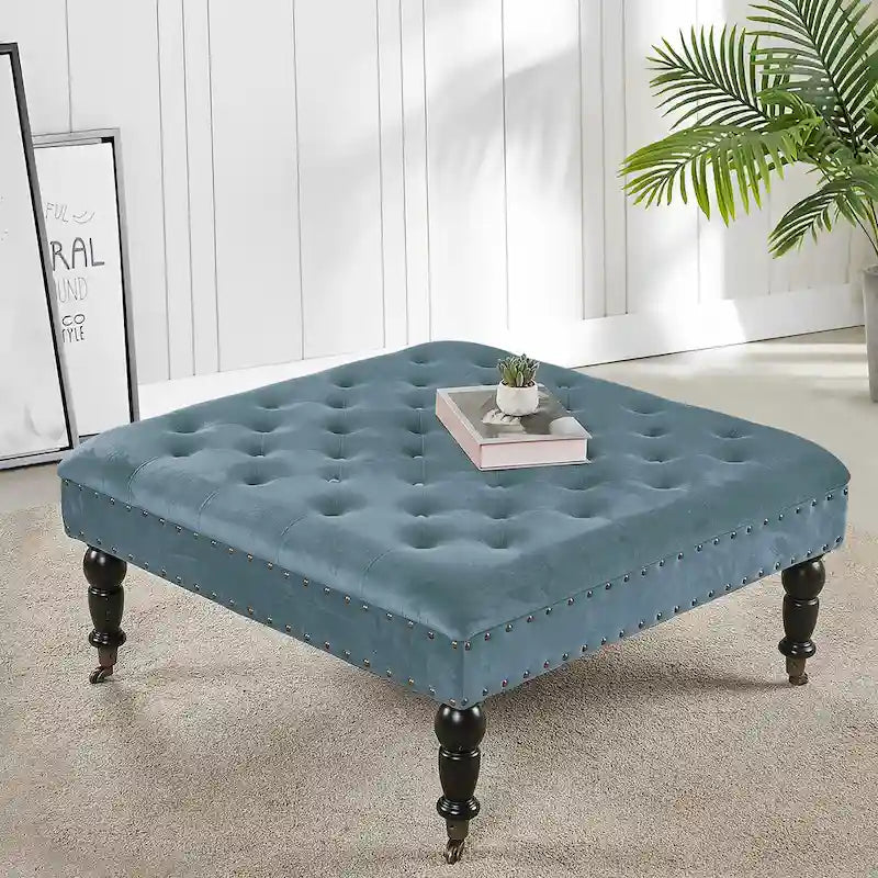 Nappitupsutettu pyöreä rahi – 33 x 33 x 18 tuumaa