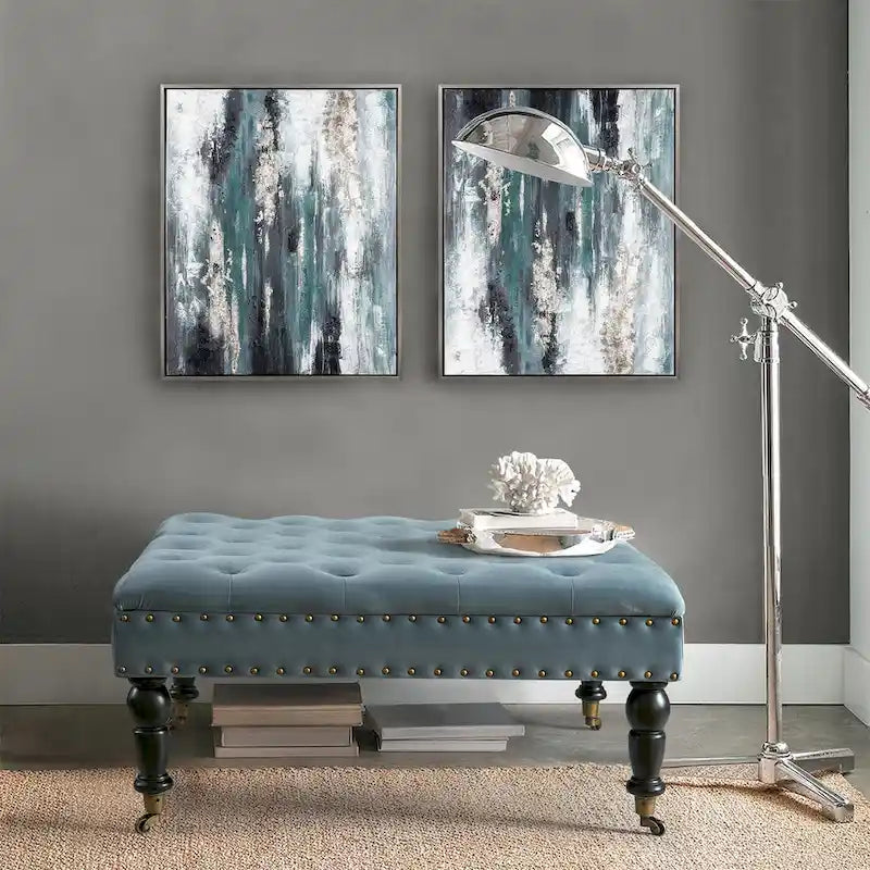 Nappitupsutettu pyöreä rahi – 33 x 33 x 18 tuumaa