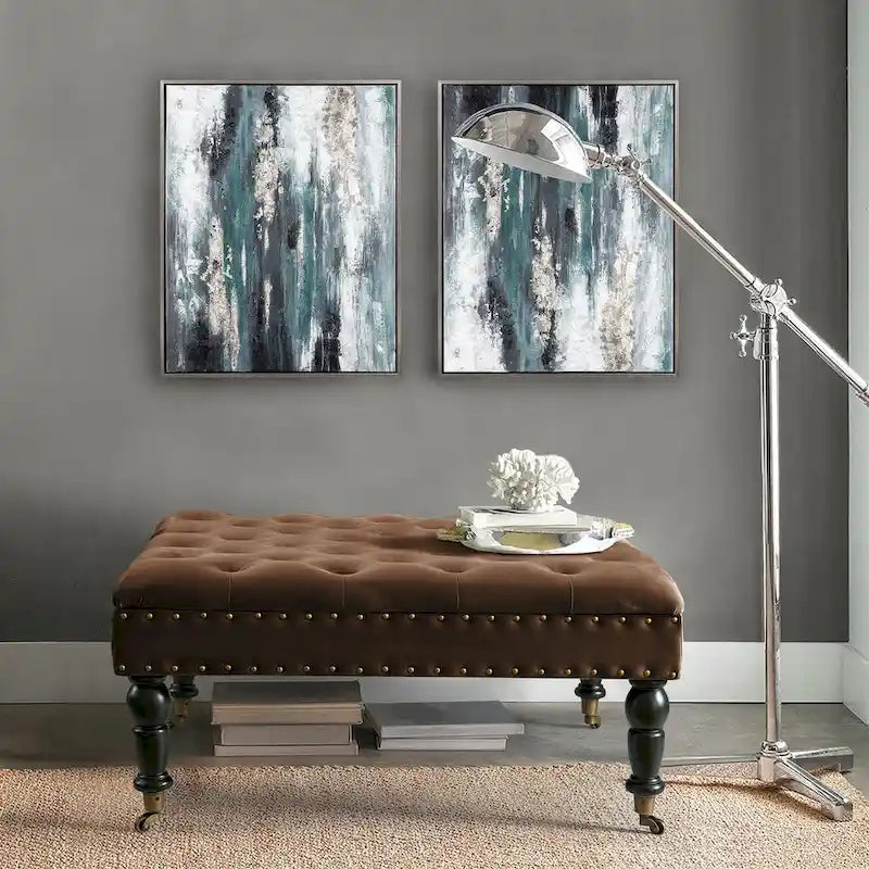 Nappitupsutettu pyöreä rahi – 33 x 33 x 18 tuumaa