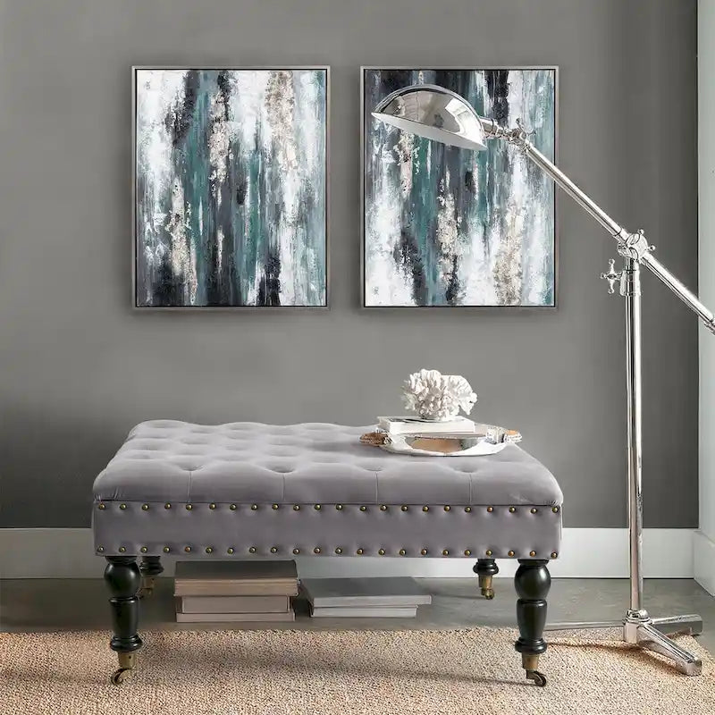 Nappitupsutettu pyöreä rahi – 33 x 33 x 18 tuumaa