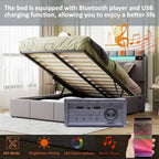 Verhoiltu säilytyssänky LED-valolla, Bluetoothilla ja USB-latauksella