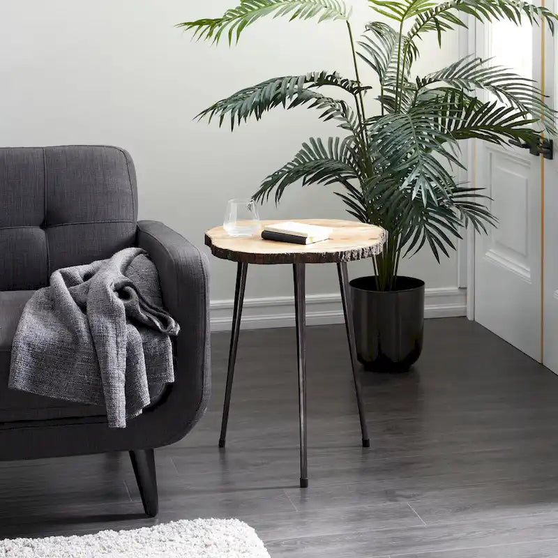 Maalaishenkinen puinen apupöytä – ruskea, 21W x 21L x 25H