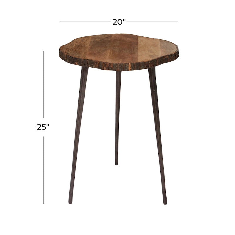 Maalaishenkinen puinen apupöytä – ruskea, 21W x 21L x 25H