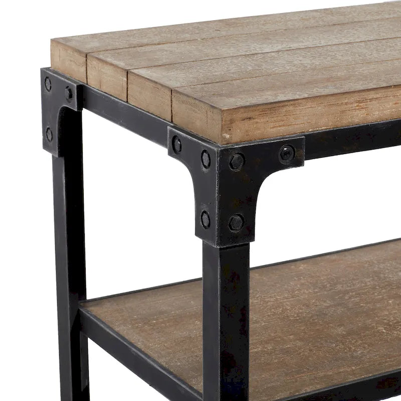Konsolipöytä, jossa 2 avointa hyllyä – Ruskea, 19W x 48L x 34H