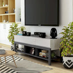 Tiska Modern White and Grey 60-inch 3-Shelf TV Console by Furniture of America
