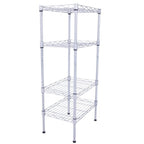 Rectangle Carbon Steel Metal Assembly 4-Shelf Storage Rack Silver Grey - 13.77 x 9.84 x 31.5