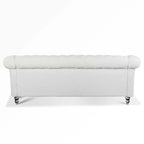 Valkoinen Rolled Arm Chesterfield -kolmenistuttava sohva
